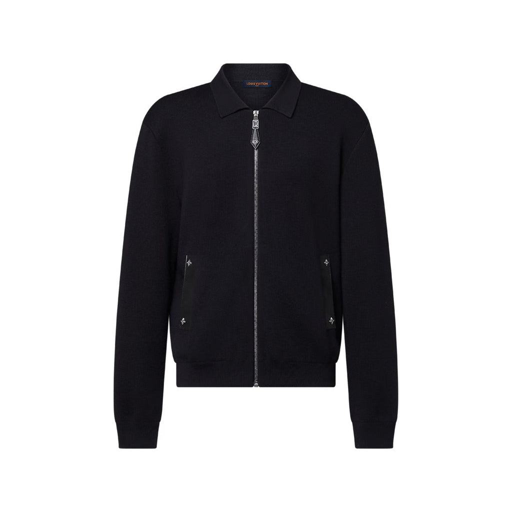 Knit Blouson With Leather Details