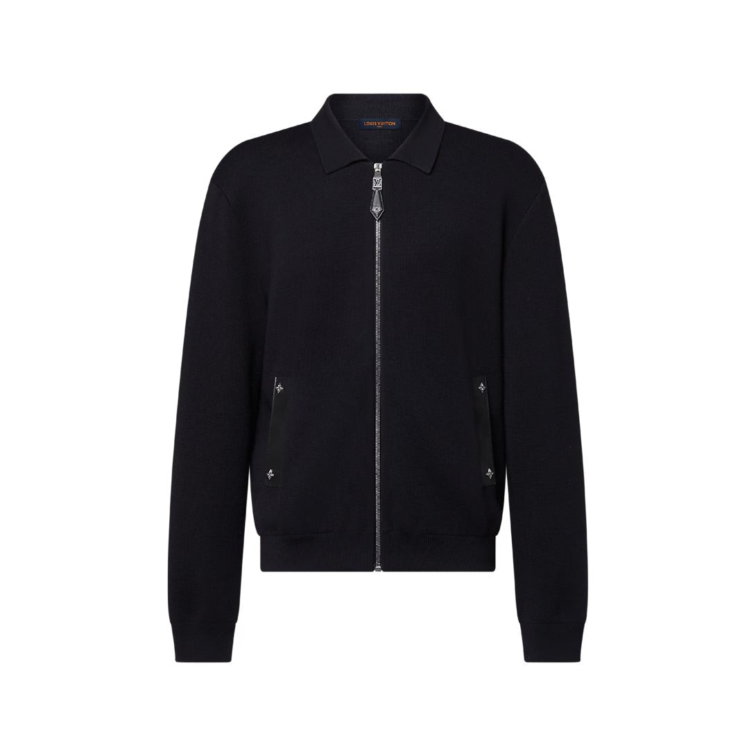 Knit Blouson With Leather Details