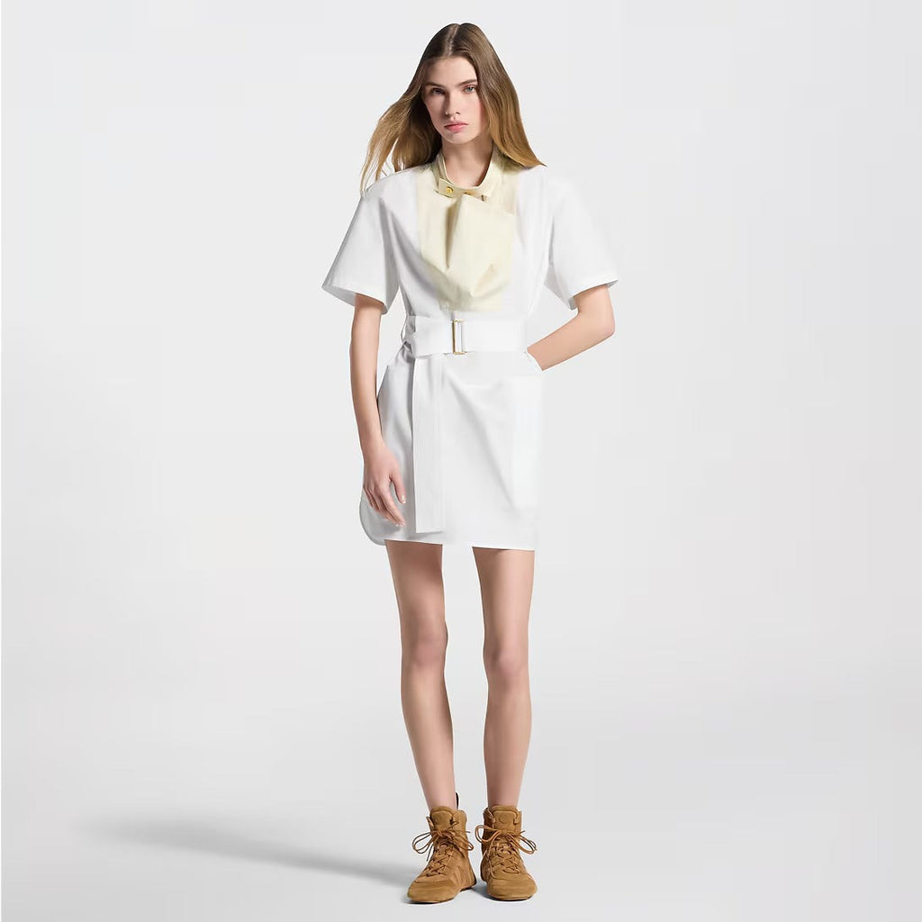 Bib Insert Belted Dress