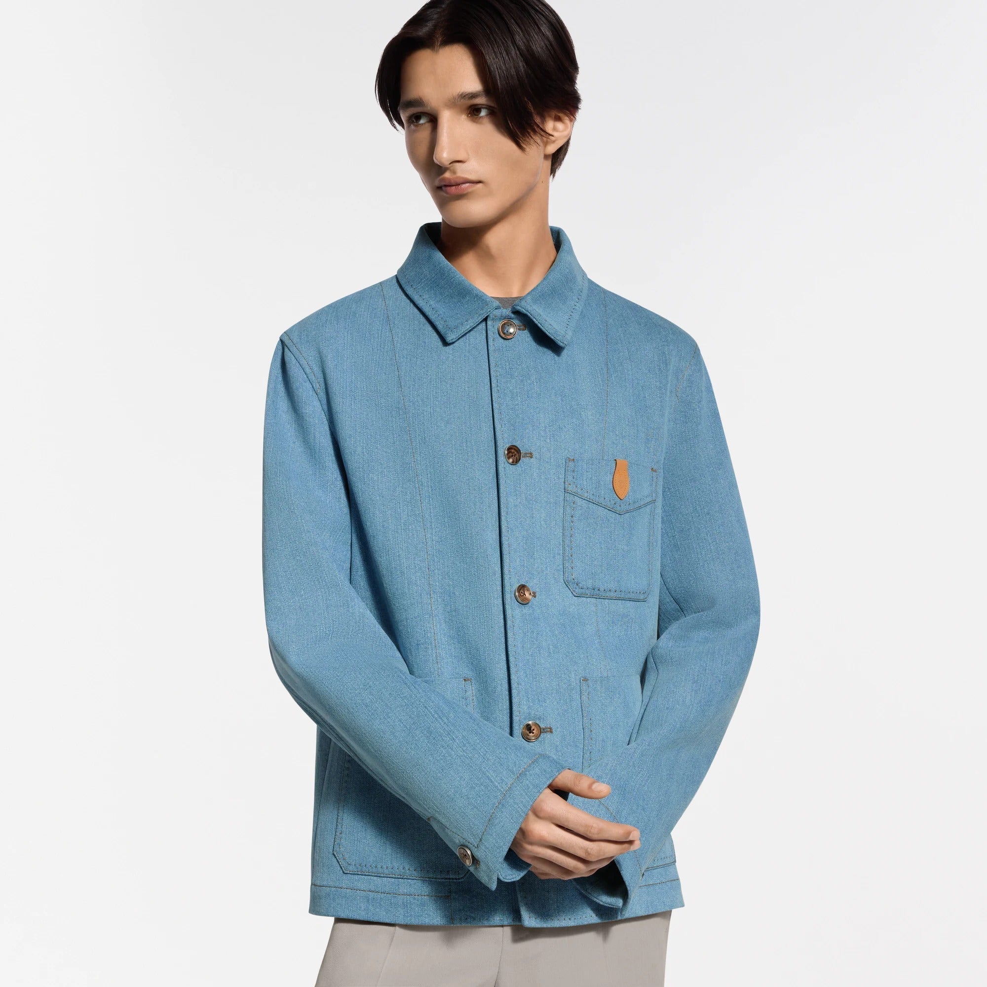 Silk-Blend Denim Workwear Jacket