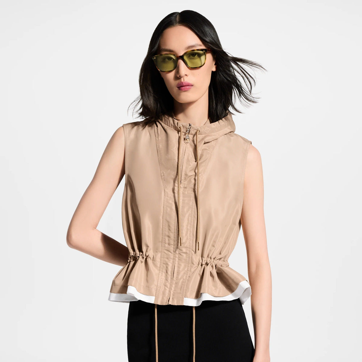 Hooded Peplum Gilet
