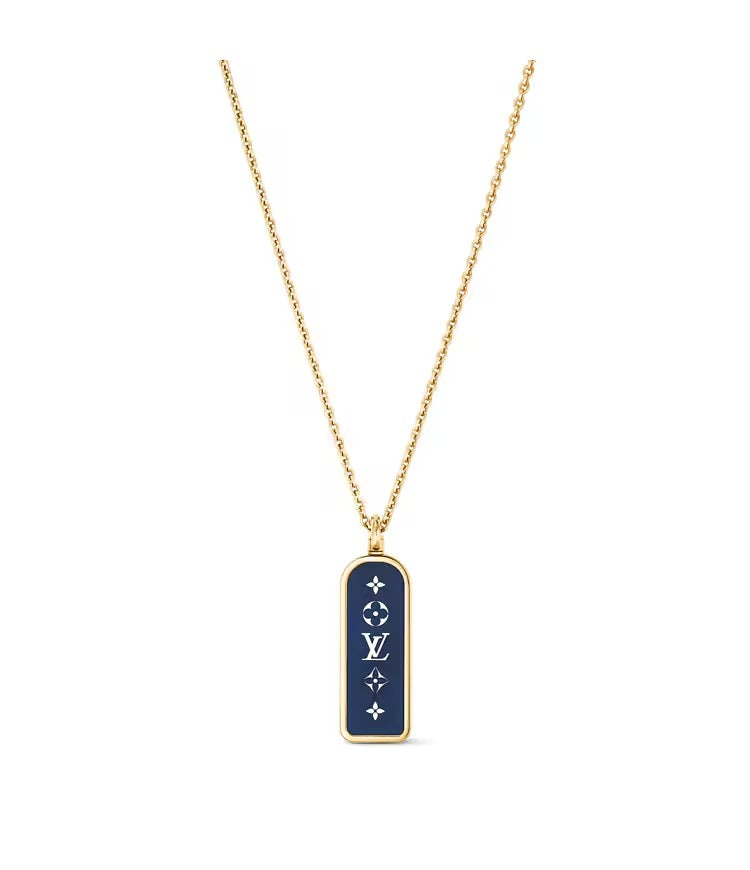 Les Gastons Vuitton Small Tag Pendant, Yellow Gold and Blue Titanium