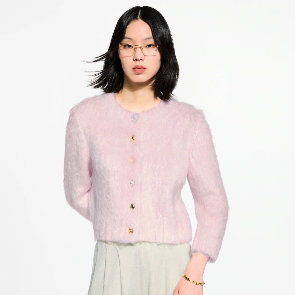 Jewel Button Brushed Cardigan