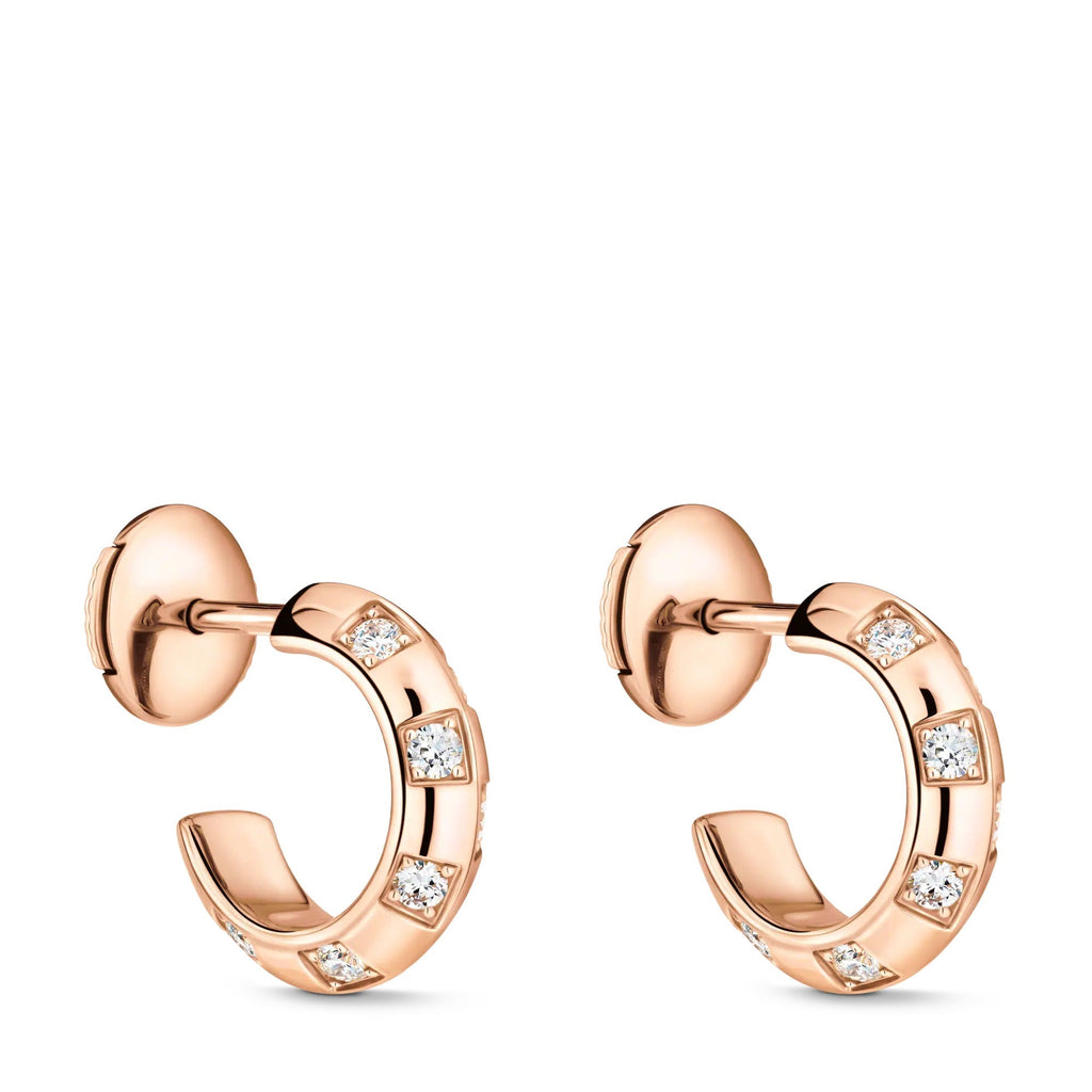 Le Damier de Louis Vuitton Small Hoops, Rose Gold and Diamonds