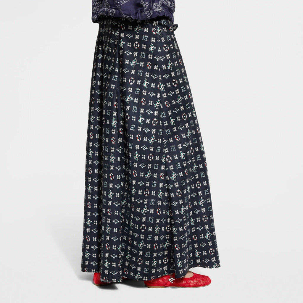 Monogram Buoy Flared Maxi Skirt