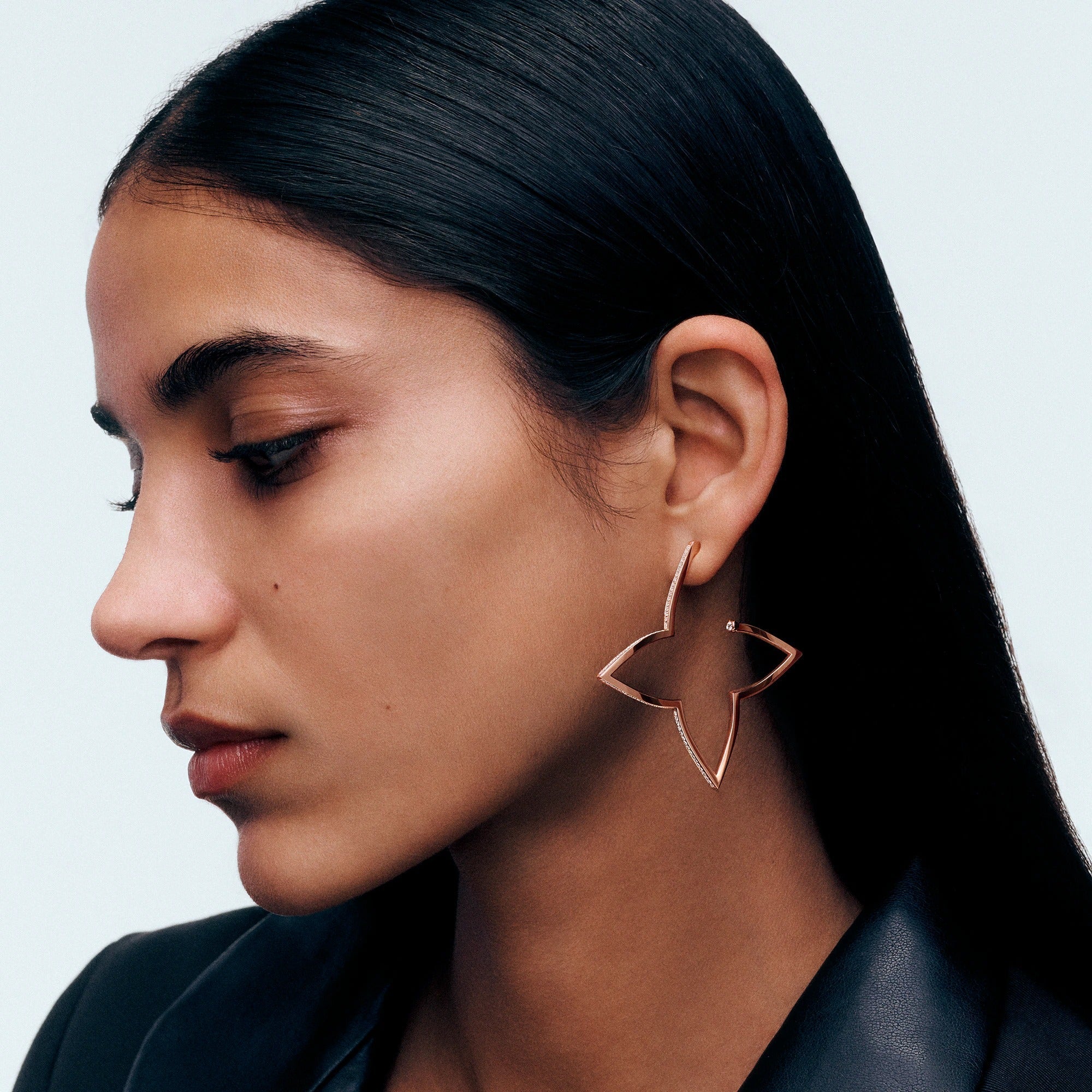 Ombre Blossom XL Hoops, Pink Gold and Diamonds