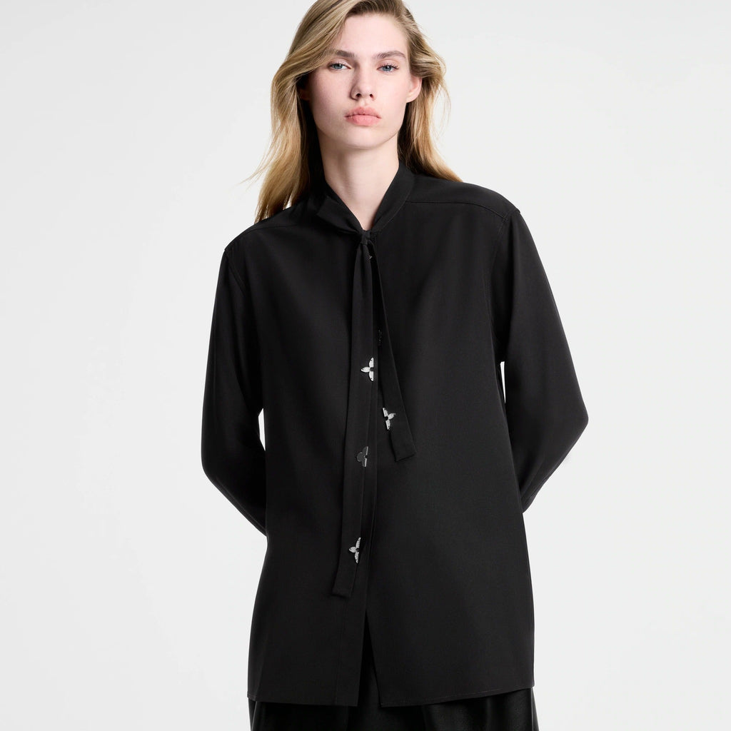 Monogram Accent Lavallière Blouse