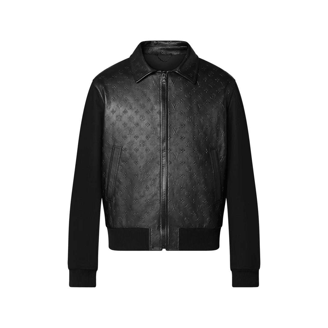 LVSE Embossed Monogram Mix Leather Blouson