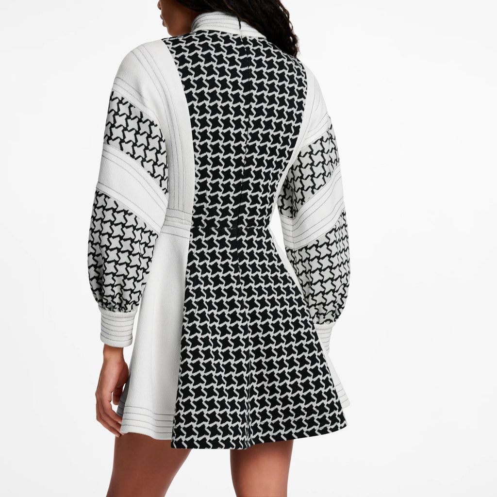 Honeycomb Jacquard Balloon Sleeve Dress