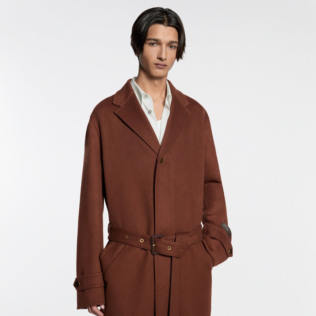 Double-Face Wool Silk Belted Coat