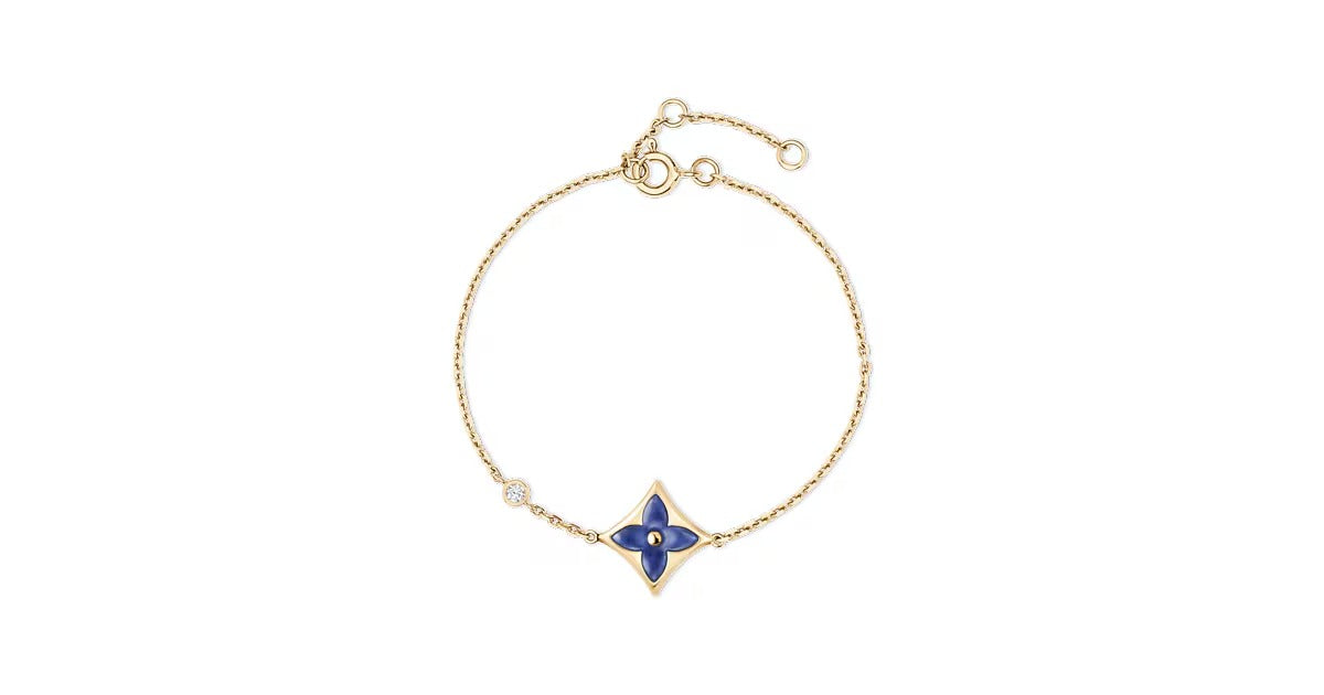Color Blossom BB Star Bracelet, Yellow Gold, Sodalite and Diamond