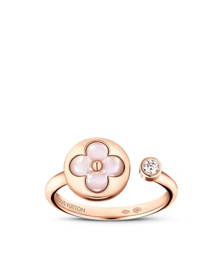 Color Blossom Mini Sun Ring, Pink Gold, Pink Mother-of-Pearl and Diamond