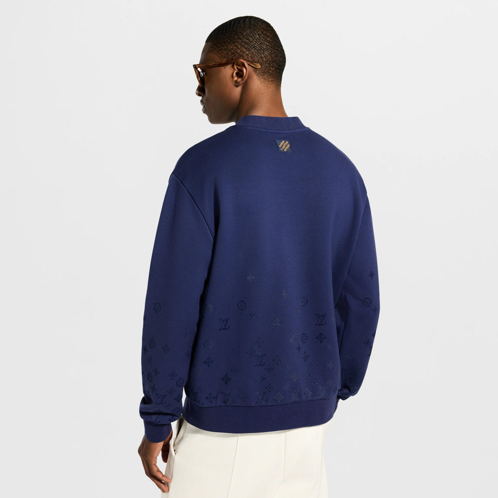 Gradient Signature Flock Print Long-Sleeved Crewneck