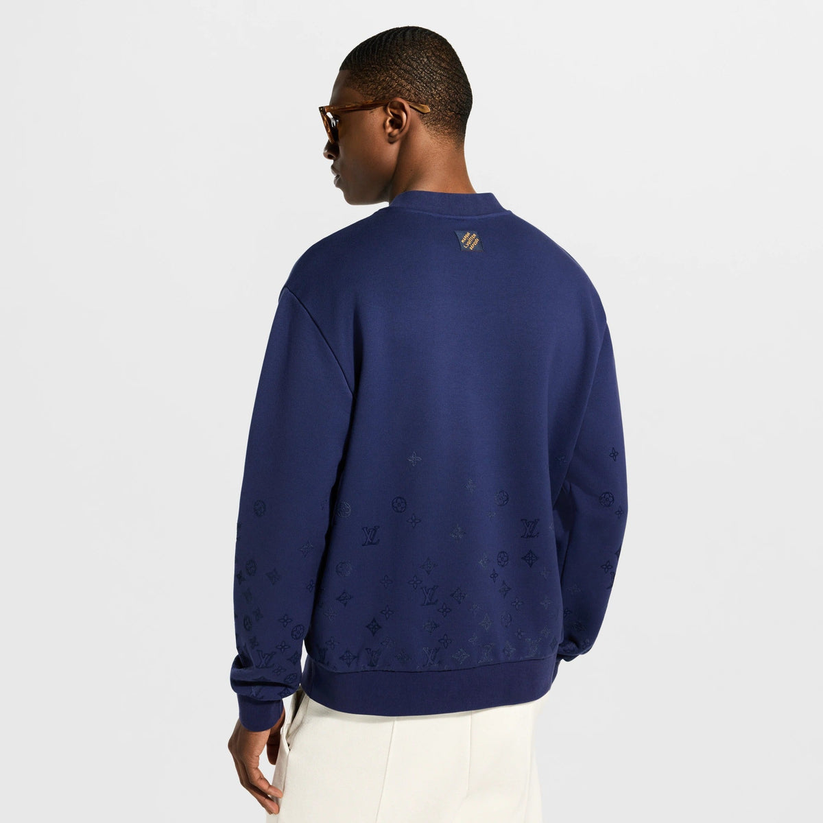 Gradient Signature Flock Print Long-Sleeved Crewneck