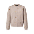 Collarless Jacquard Cardigan