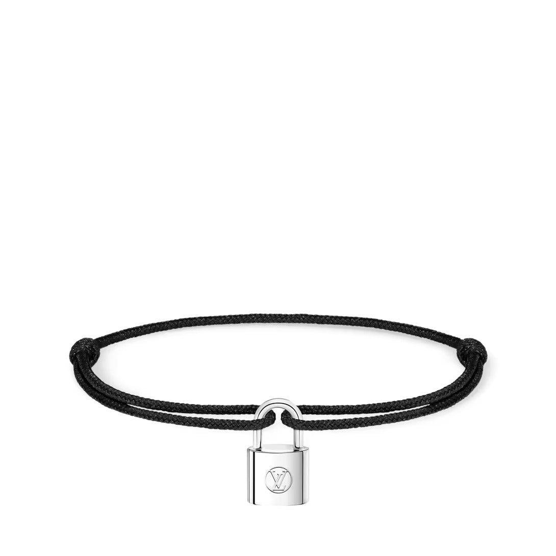 Silver Lockit Bracelet, Sterling Silver and Black Polyester Cord