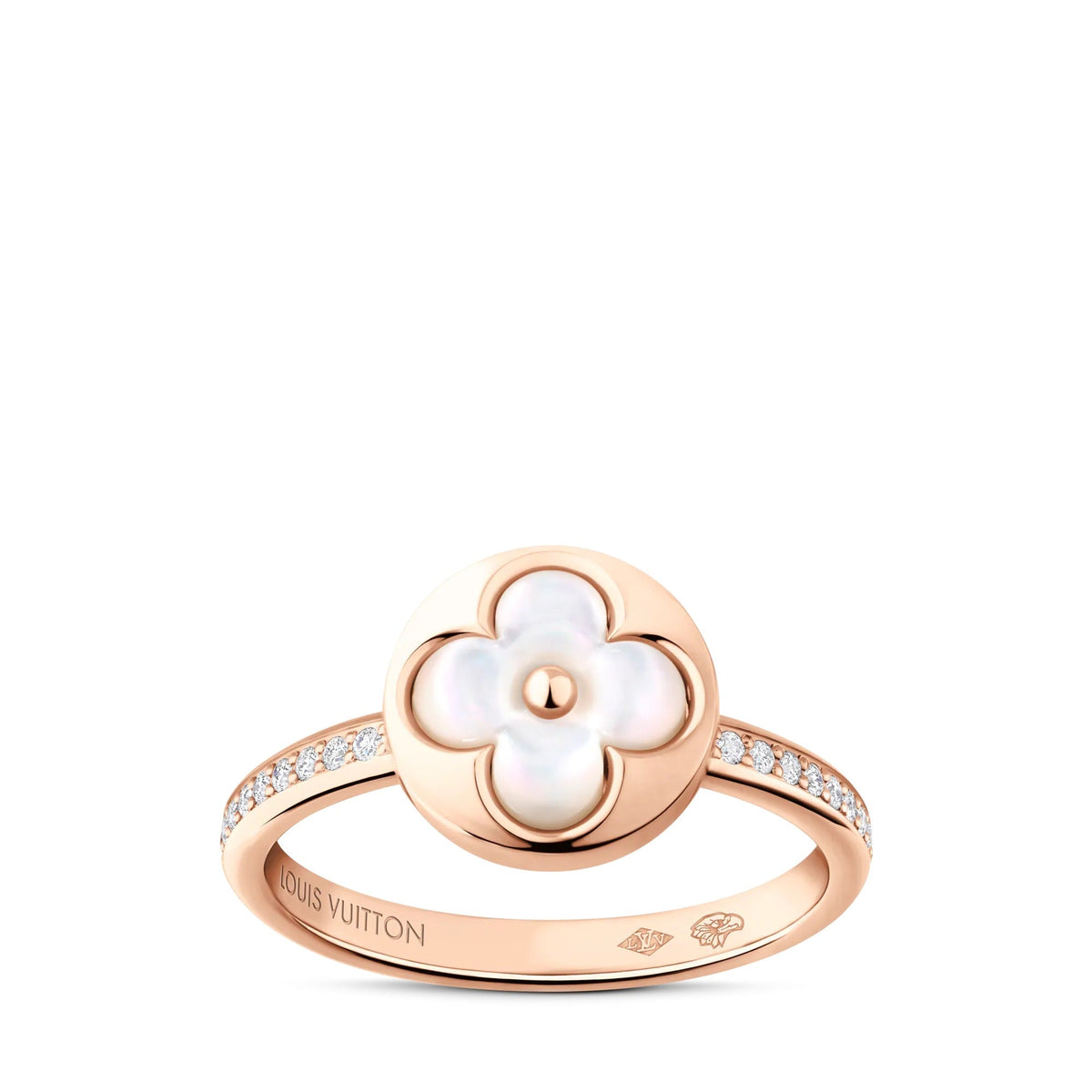 Color Blossom XS Sun Ring, Pink Gold, White Mother-of-Pearl and Diamonds