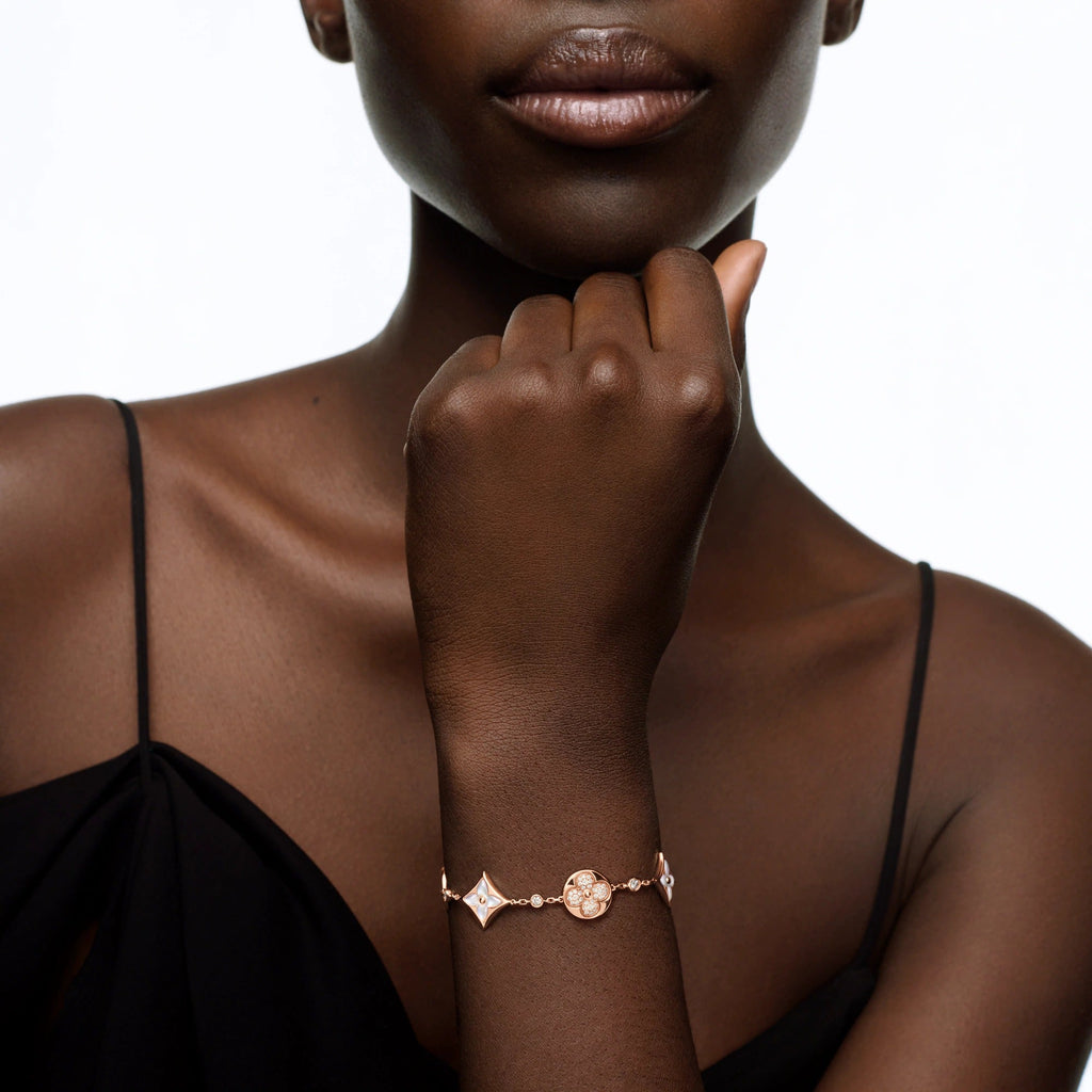 Color Blossom BB Star and Sun Multi-Motif Bracelet, Pink Gold, White Mother-of-Pearl and Diamonds