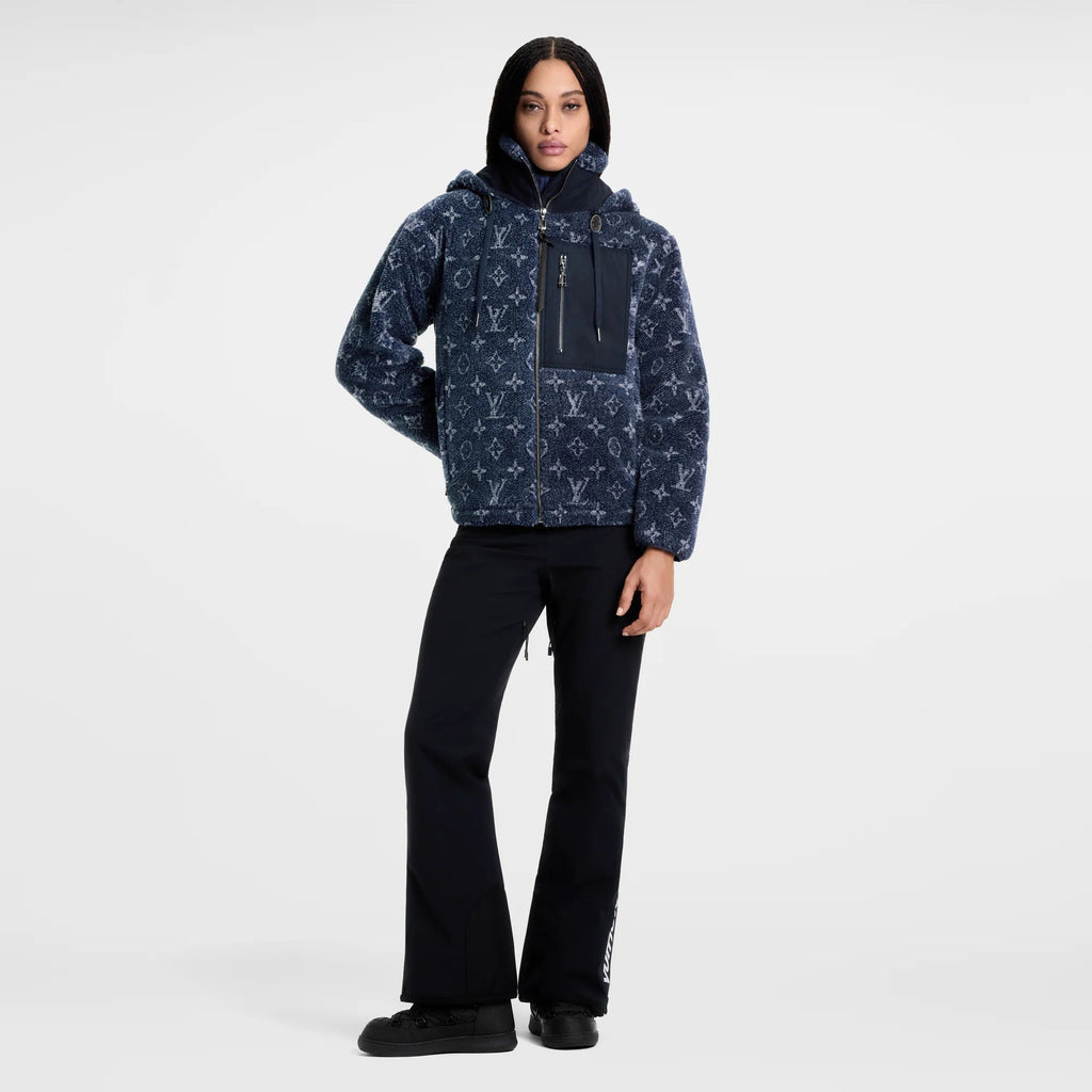 Denim-Effect Monogram Fleece Jacket