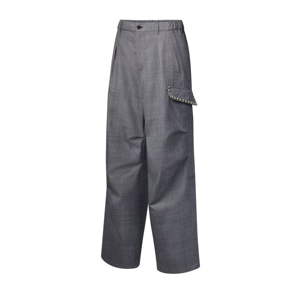 Check Embroidered Cargo Pants