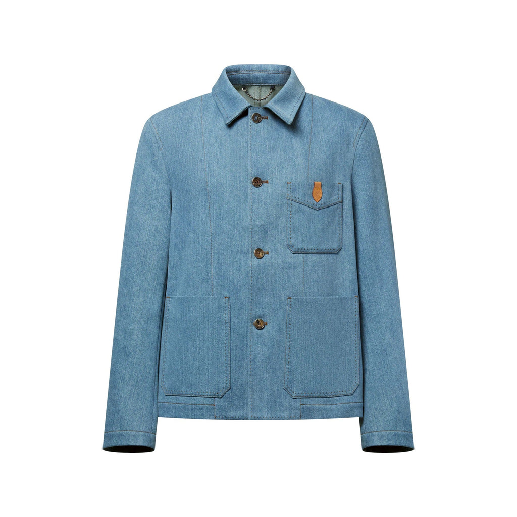 Silk-Blend Denim Workwear Jacket