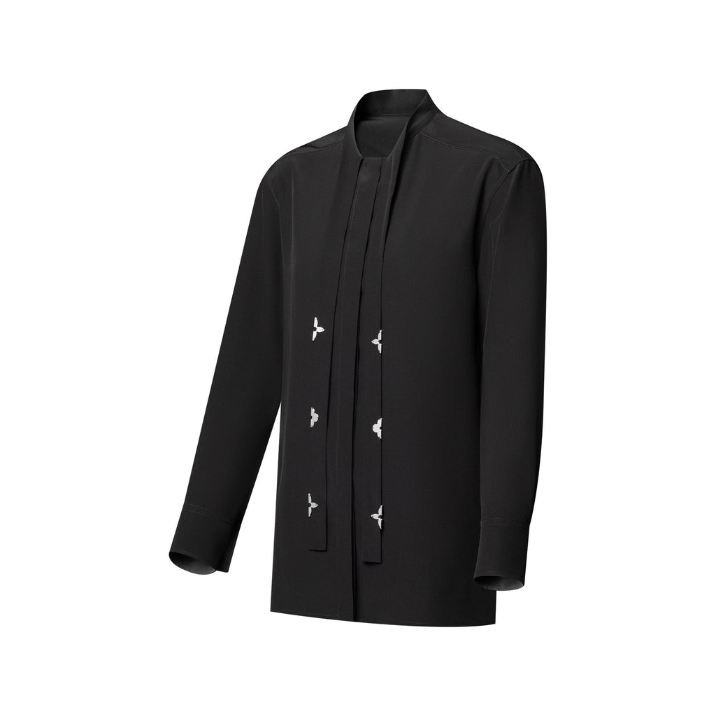 Monogram Accent Lavallière Blouse