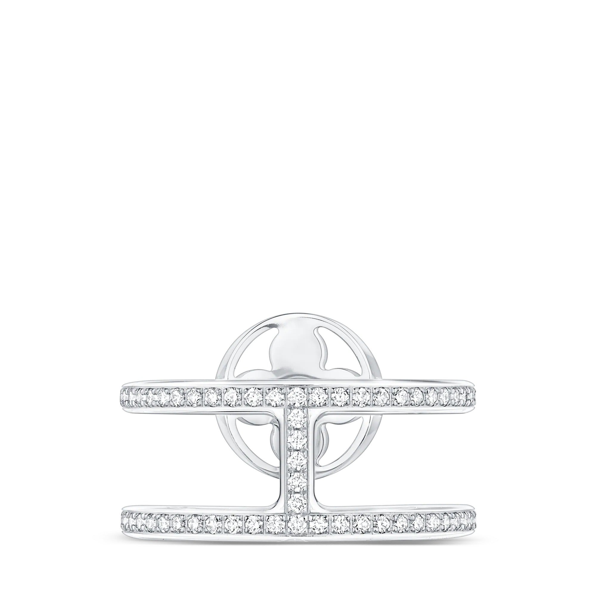 Idylle Blossom Two-Row Ring, White Gold And Diamonds