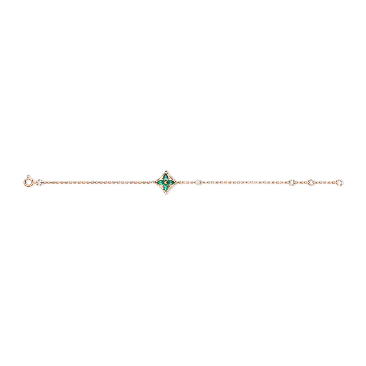 Color Blossom BB Star Bracelet, Pink Gold, Malachite and Diamond