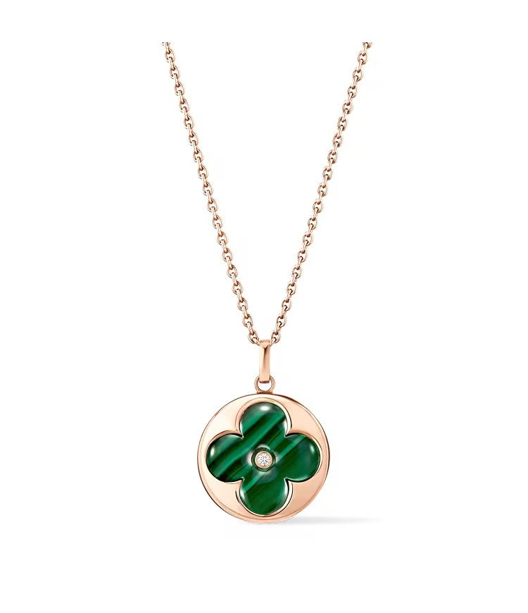 Color Blossom XL Sun Medallion, Pink Gold, Malachite and Diamond