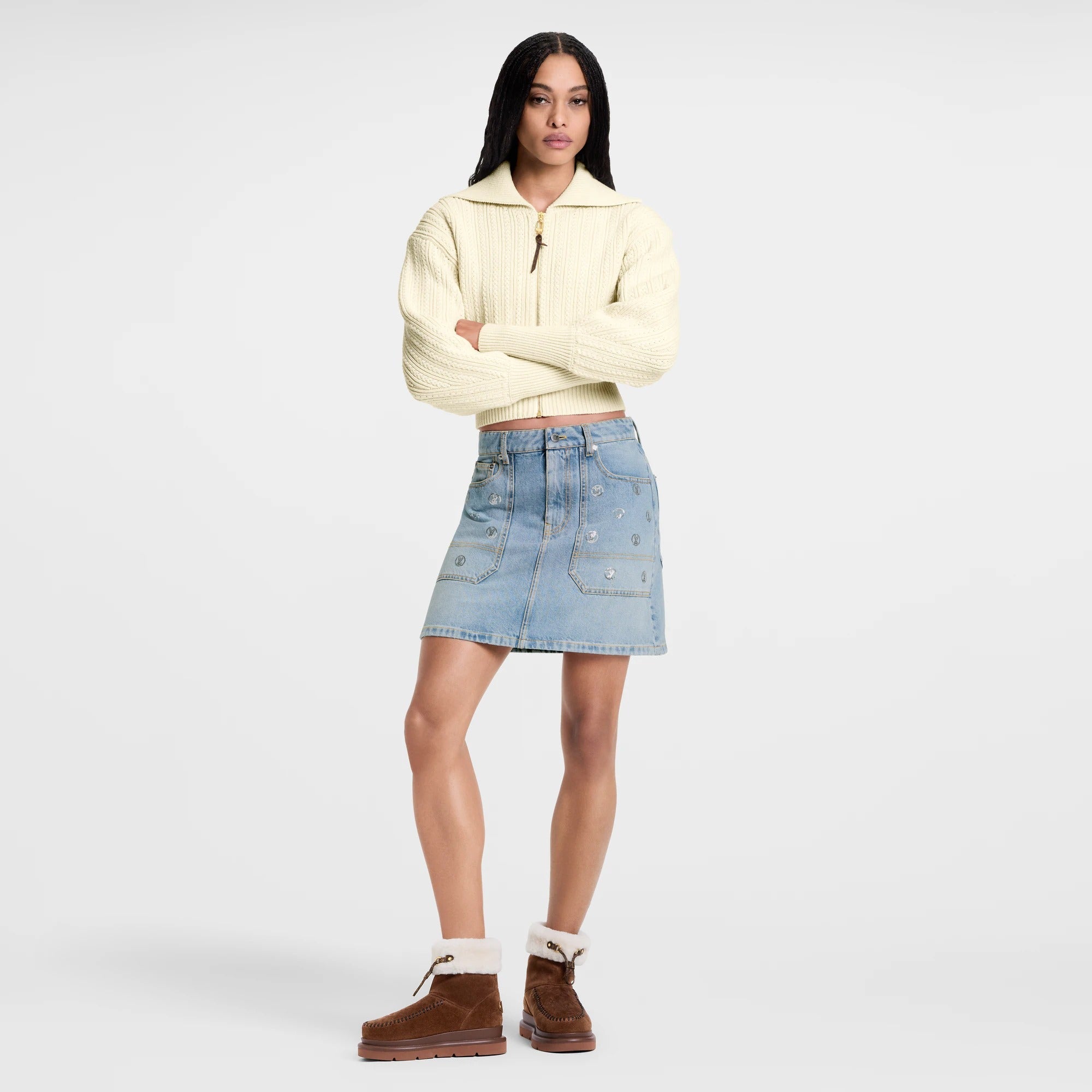 Signature Sequin Denim Mini Skirt