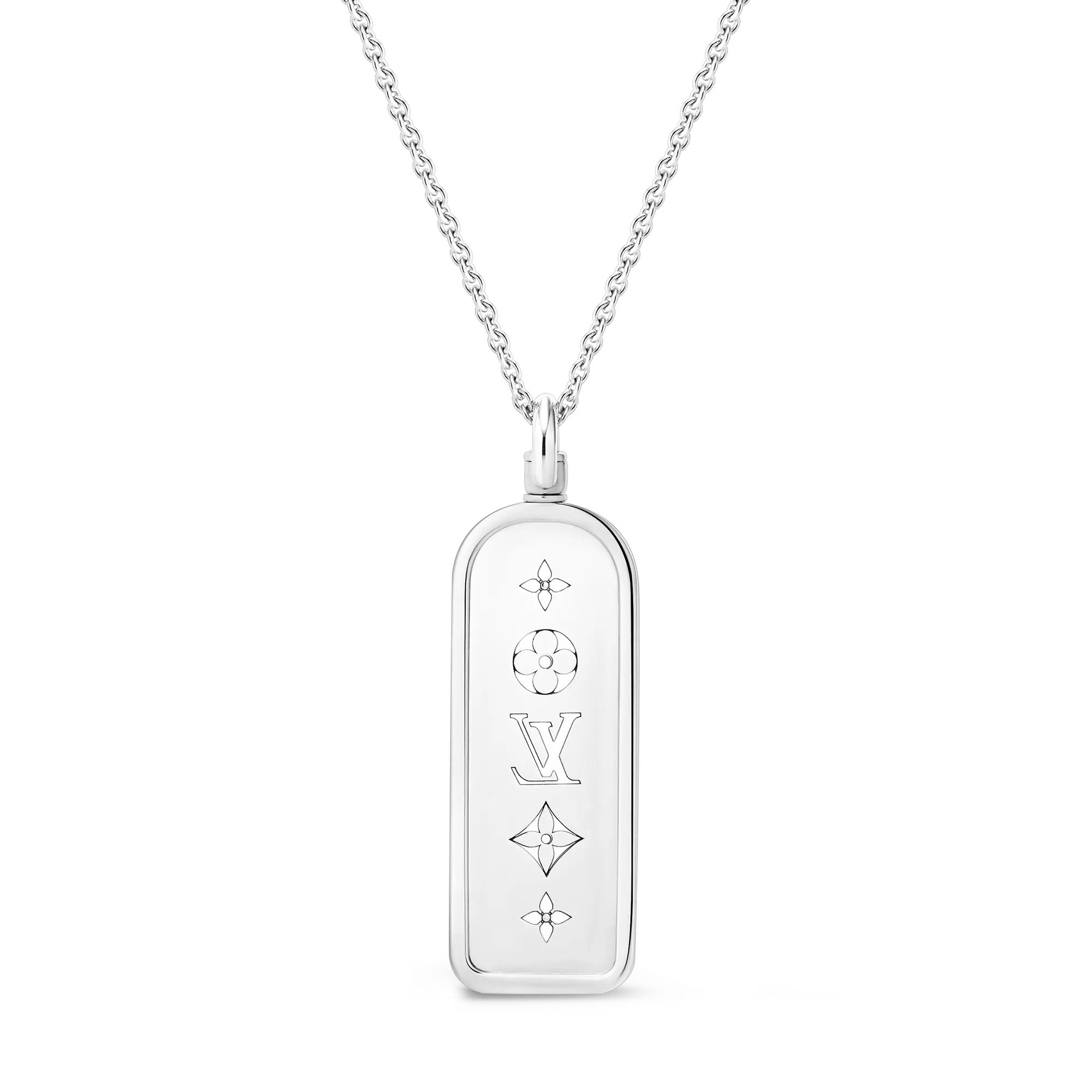Les Gastons Vuitton Large Tag Pendant, White Gold and Diamonds