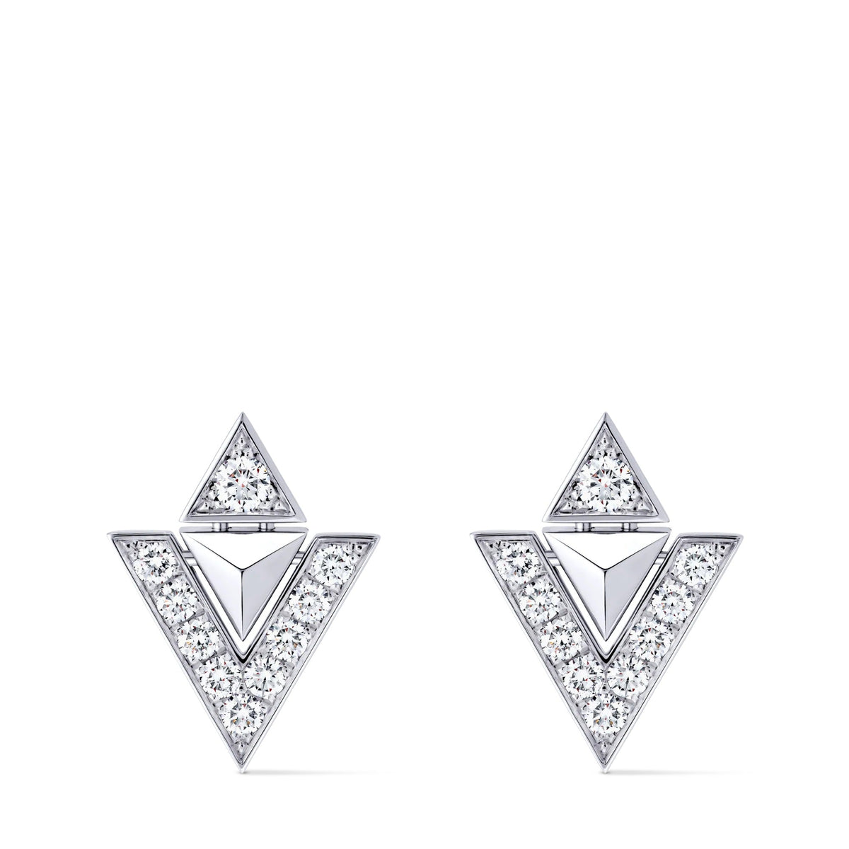 Pure V Earrings, White Gold and Diamonds