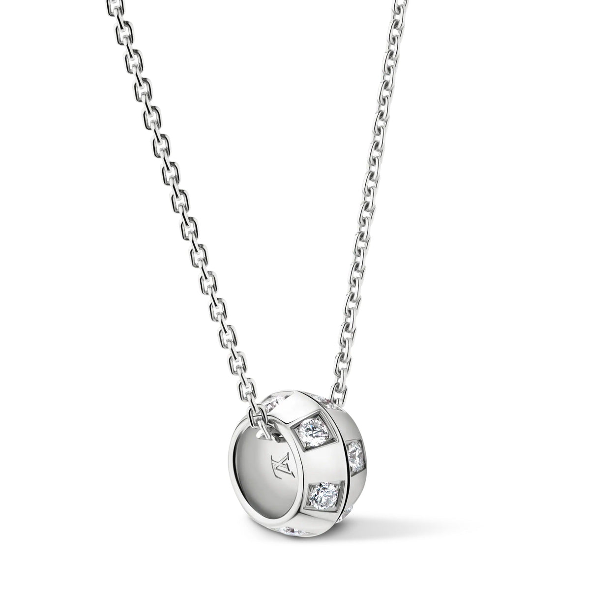 Le Damier de Louis Vuitton Pendant, White Gold and Diamonds