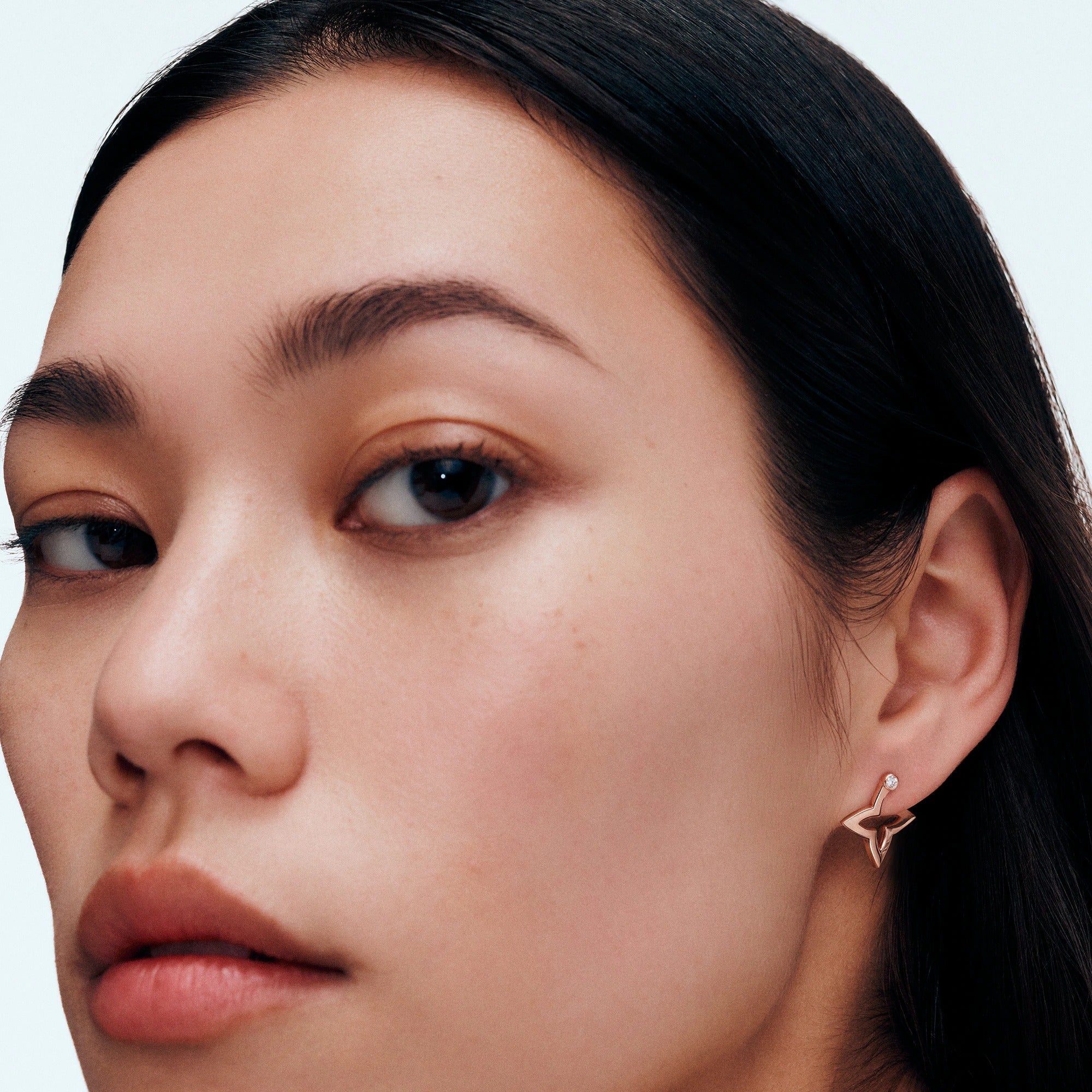 Ombre Blossom Mini Hoops, Pink Gold and Diamonds