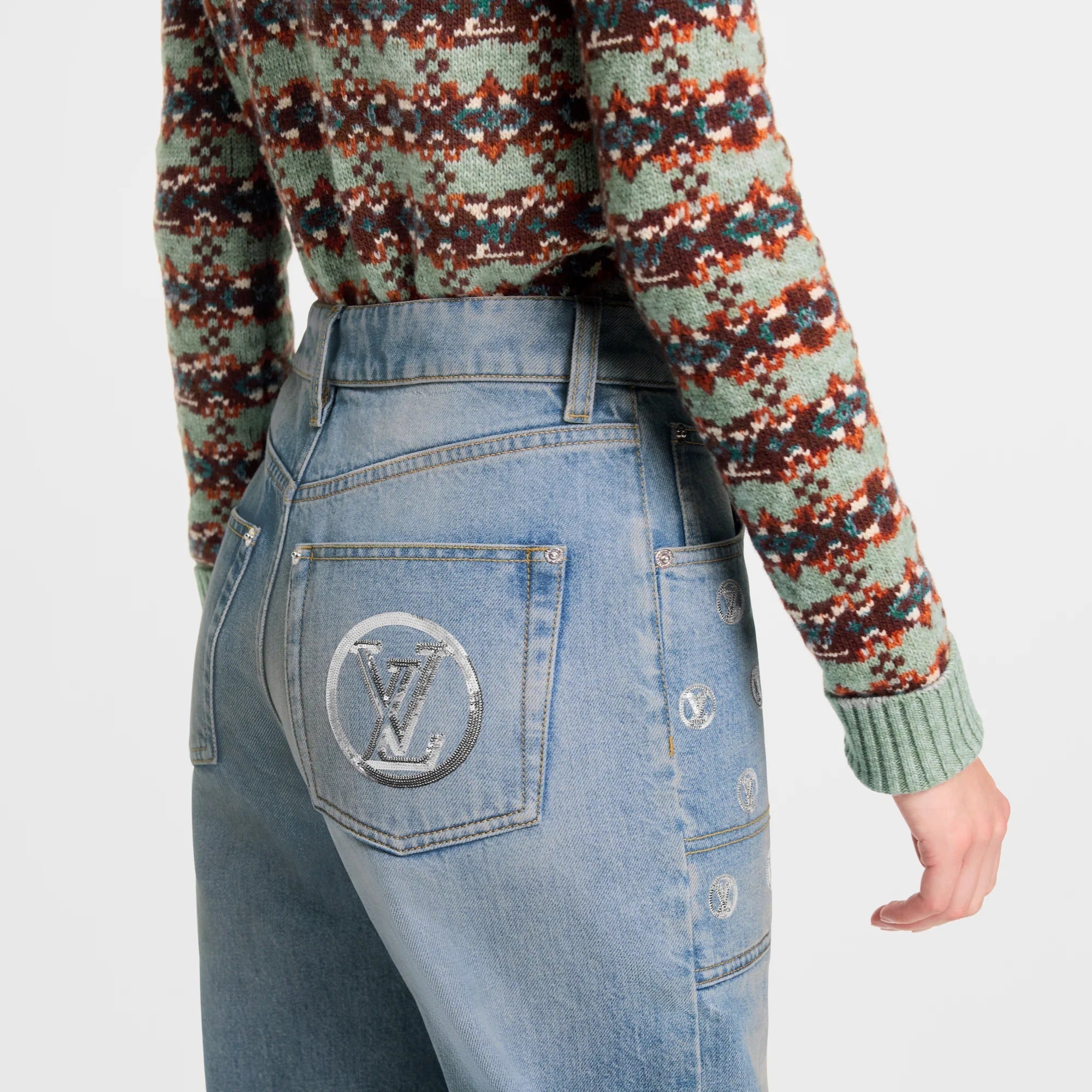 Signature Sequin Accent Flared Jeans