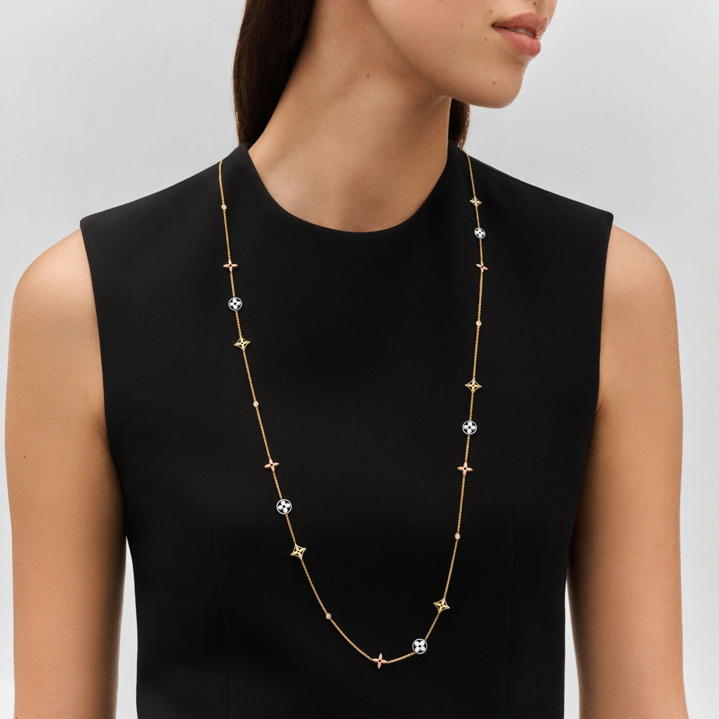 Idylle Blossom sautoir, 3 golds and diamonds