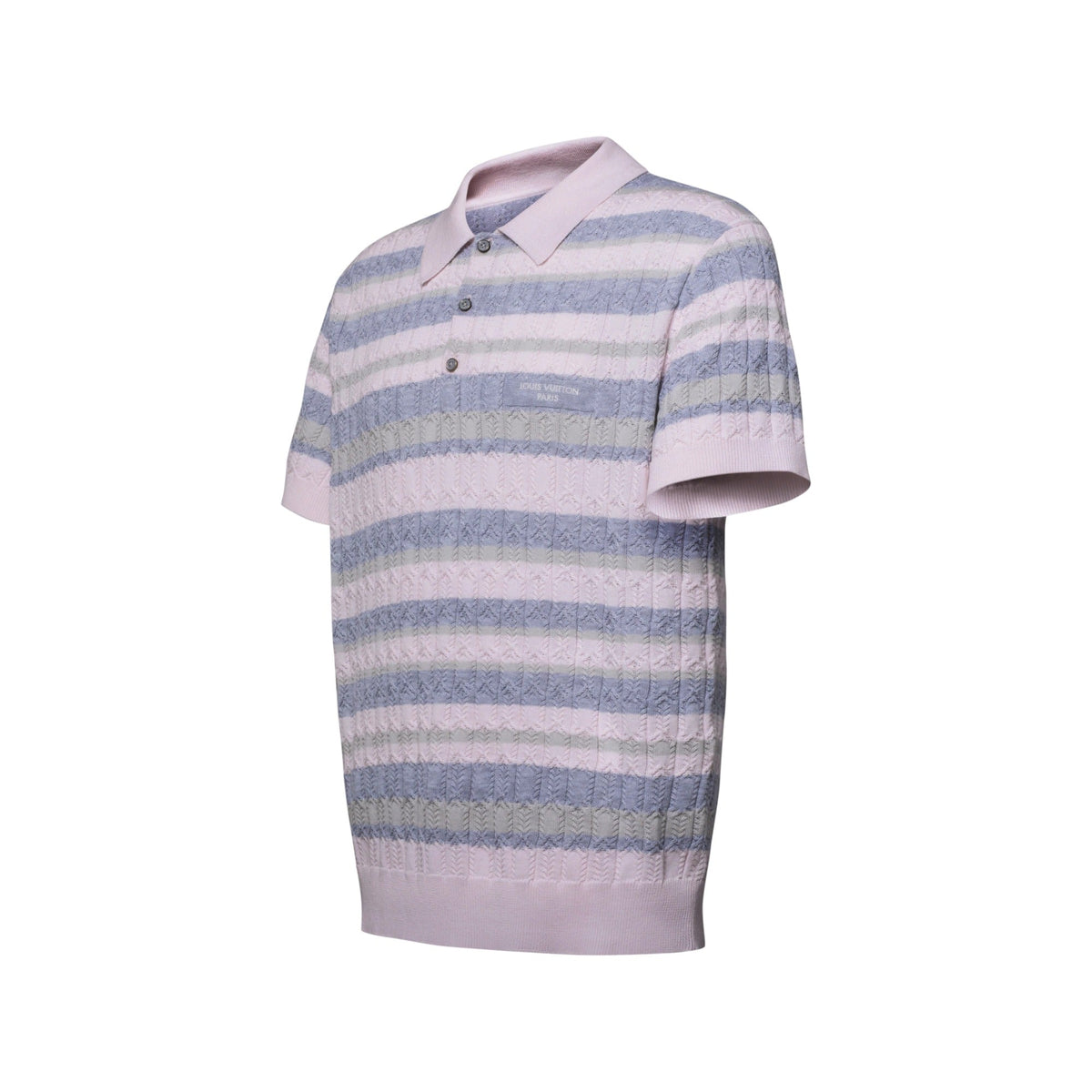 Stripy Cable-Knit Polo Shirt