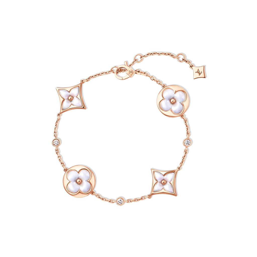 Color Blossom BB Star and Sun Multi-Motif Bracelet, Pink Gold, White Mother-of-Pearl and Diamonds
