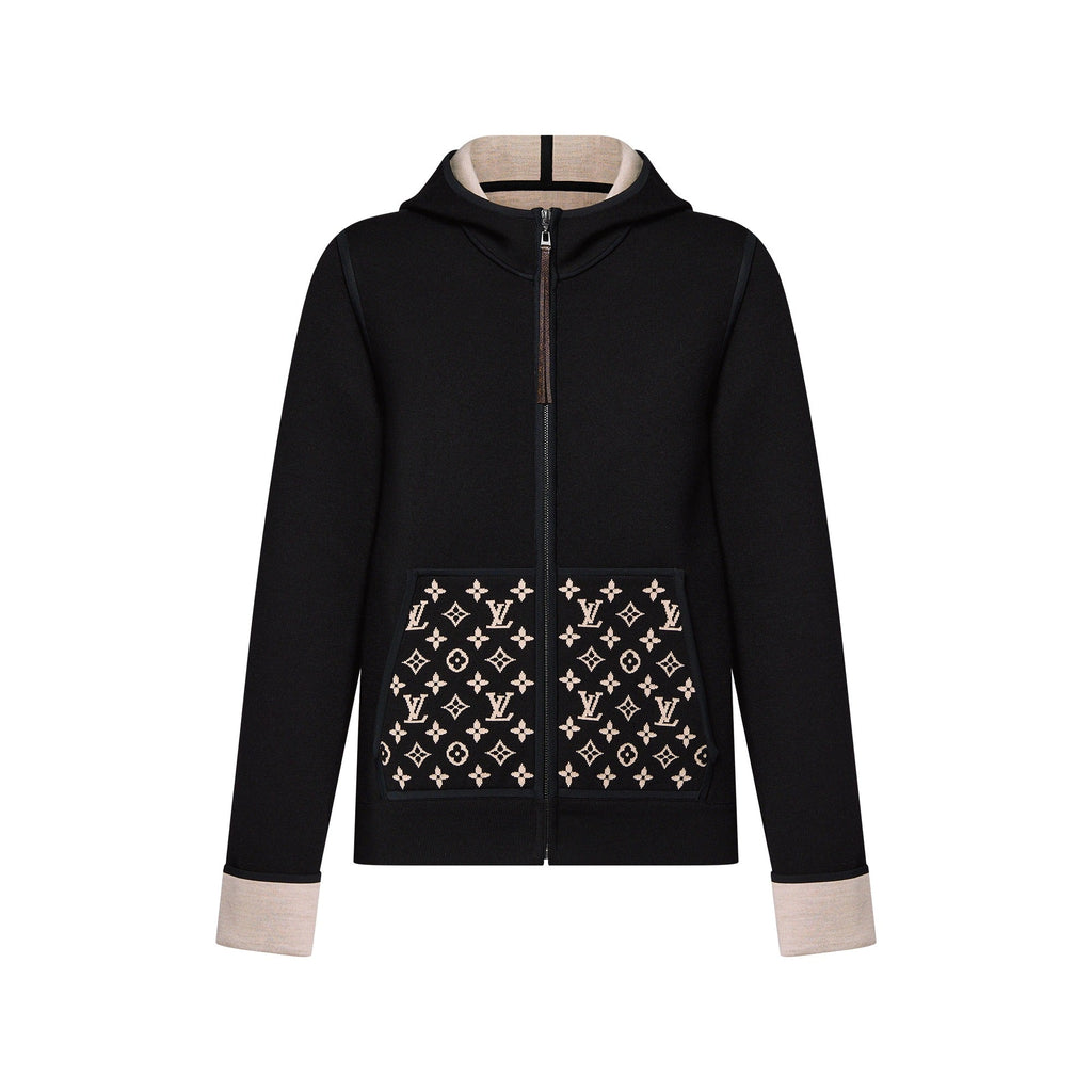 Monogram Accent Zip-Up Hoodie