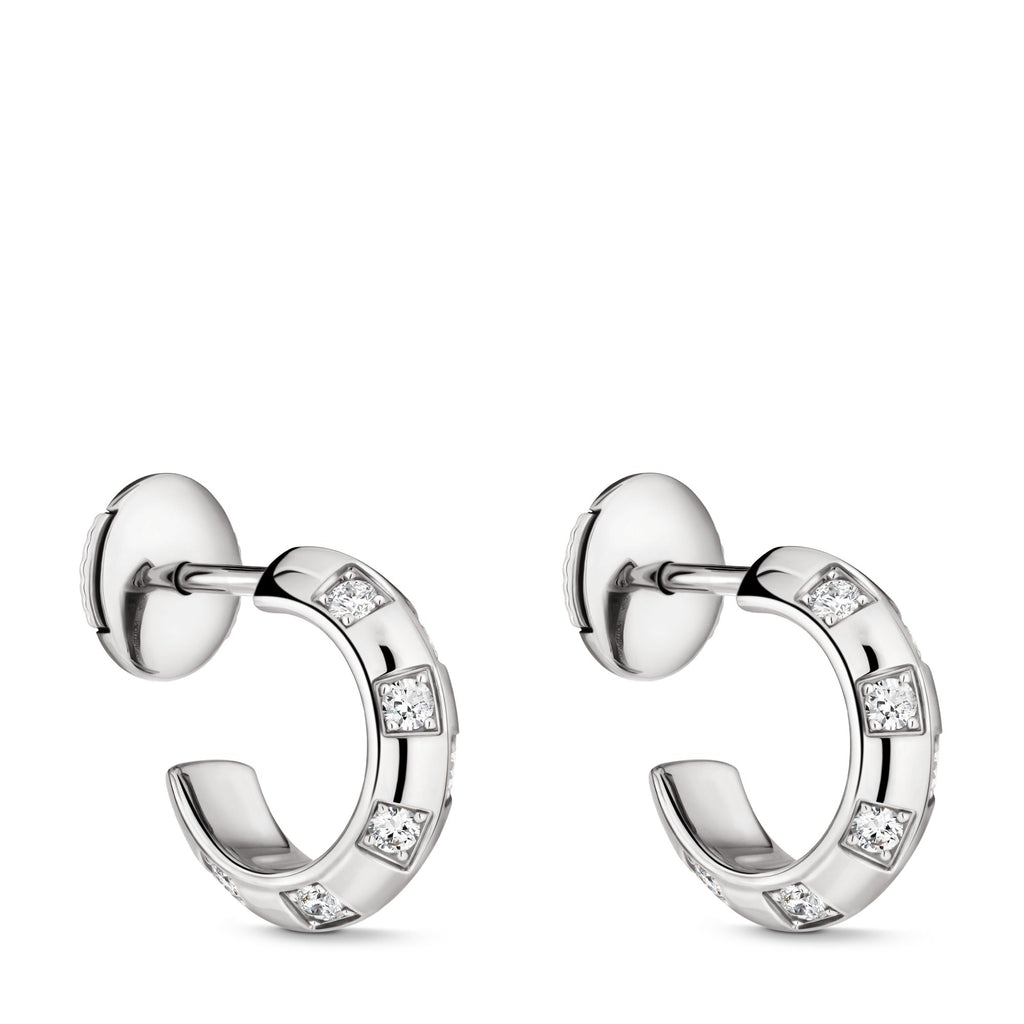 Le Damier de Louis Vuitton Small Hoops, White Gold and Diamonds