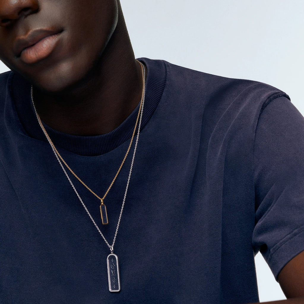 Les Gastons Vuitton Small Tag Pendant, Yellow Gold and Blue Titanium