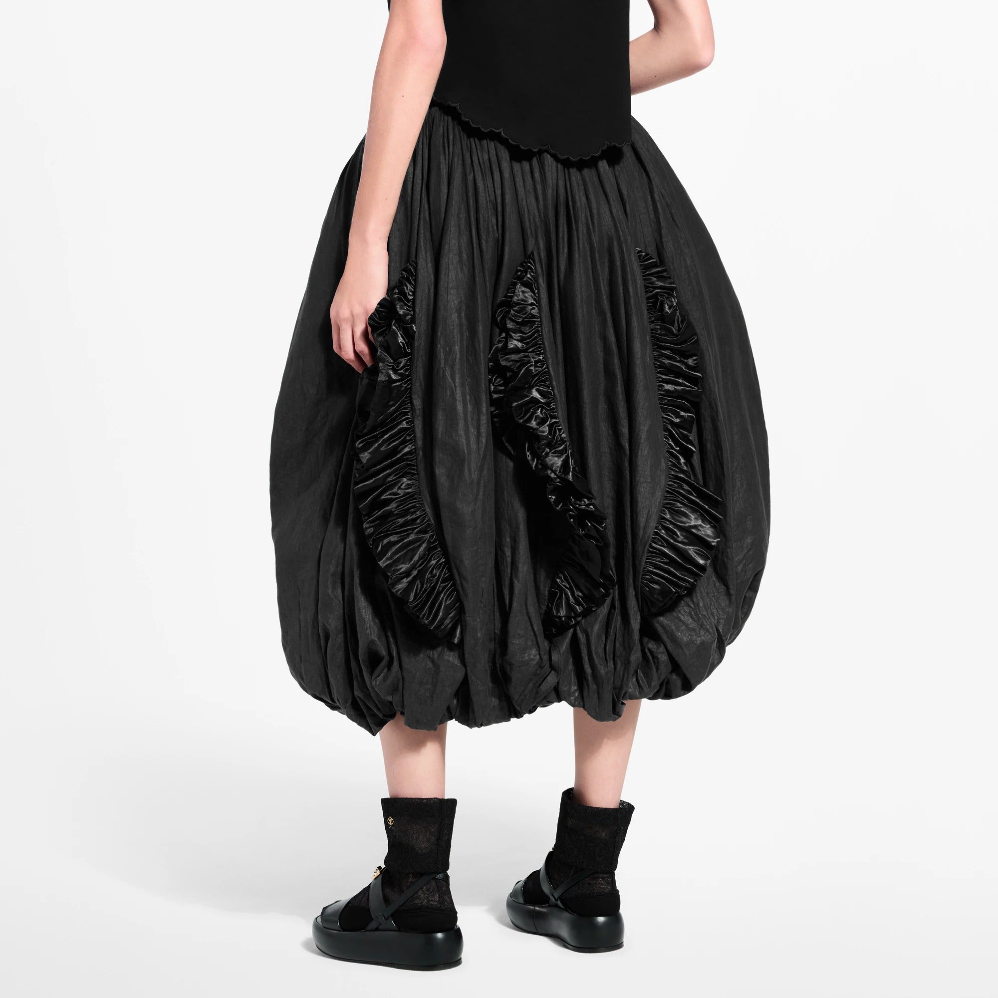 Ruffle Trim Balloon Skirt
