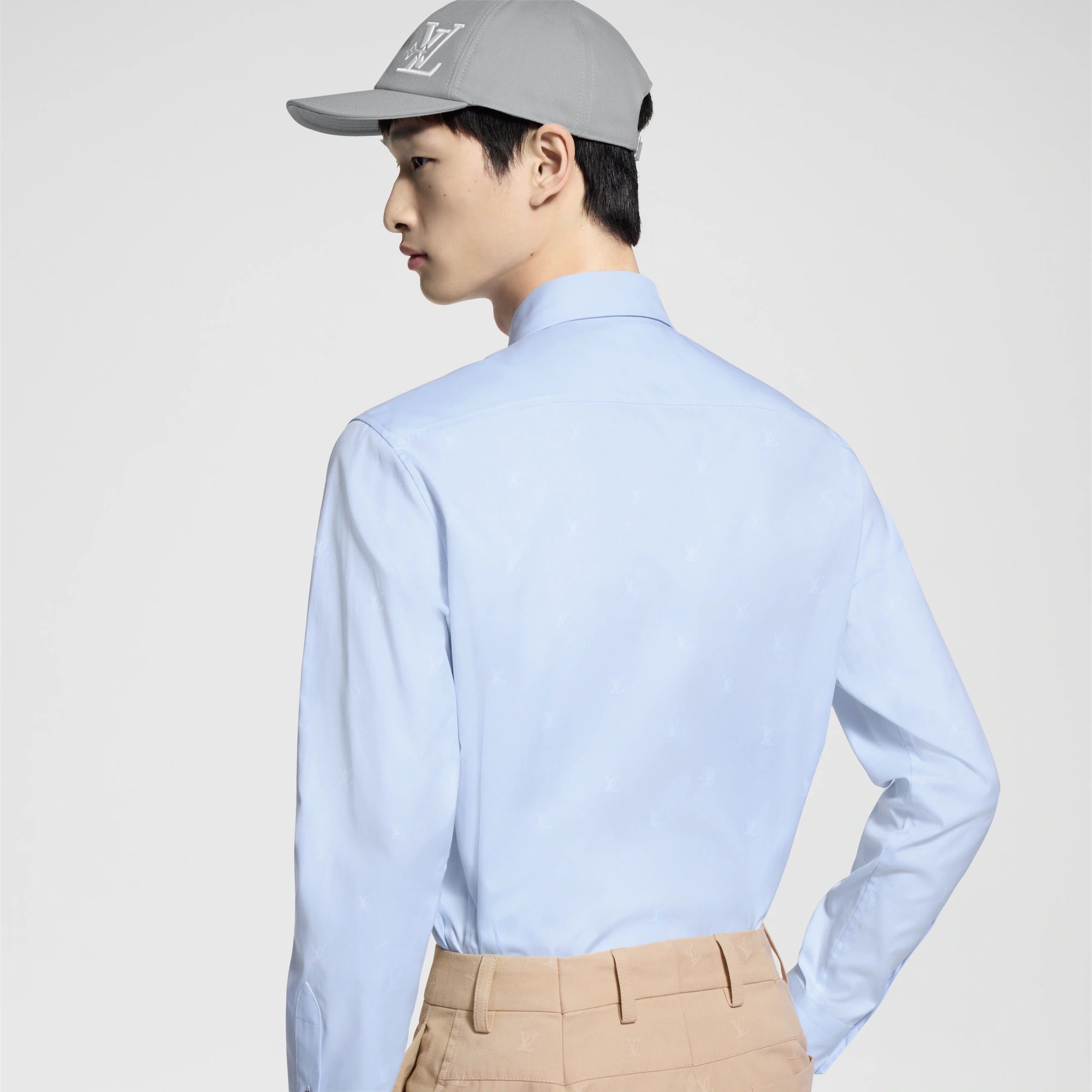 LV Blason Printed Cotton Long-Sleeved Oxford Shirt