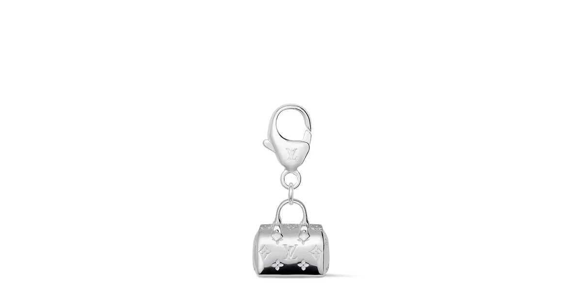 Speedy Silver LV Charm