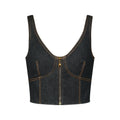 Topstitched Denim Crop Top