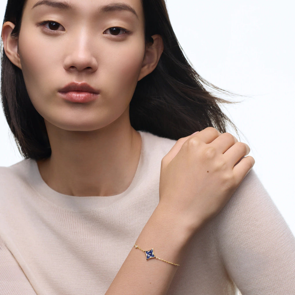Color Blossom BB Star Bracelet, Yellow Gold, Sodalite and Diamond