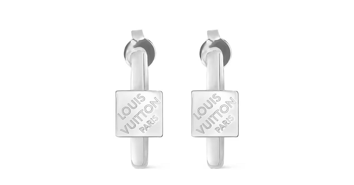 LV Cube Hoop Earrings Silver
