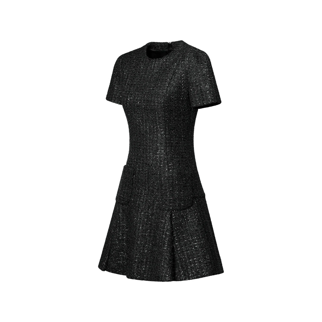 Lurex Tweed Box Pleat Dress