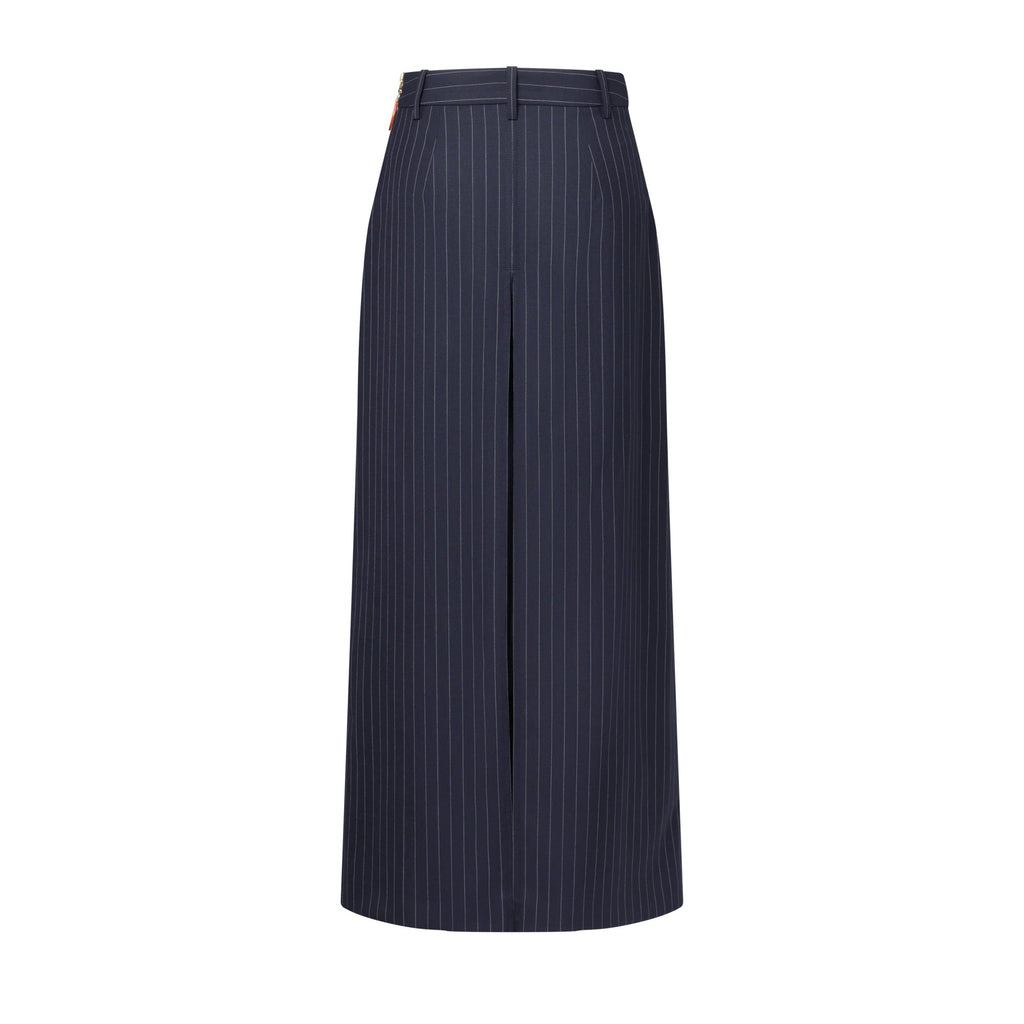 Wide-Leg Pinstriped Pants