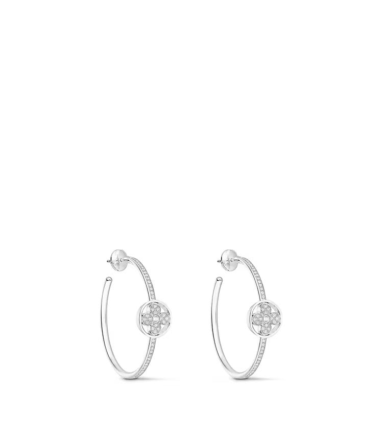 Idylle Blossom Hoops, White Gold And Diamonds
